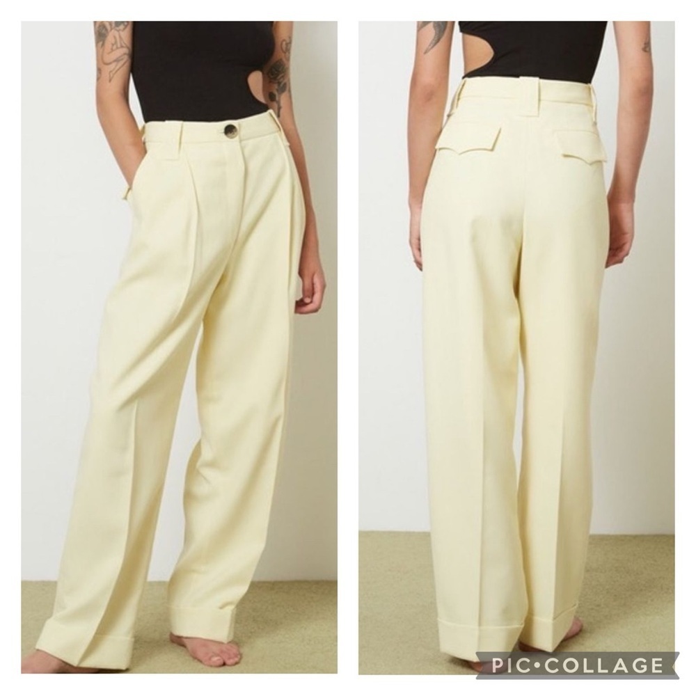 🎀SSENSE Ganni sz 42 yellow trousers new no tags banana